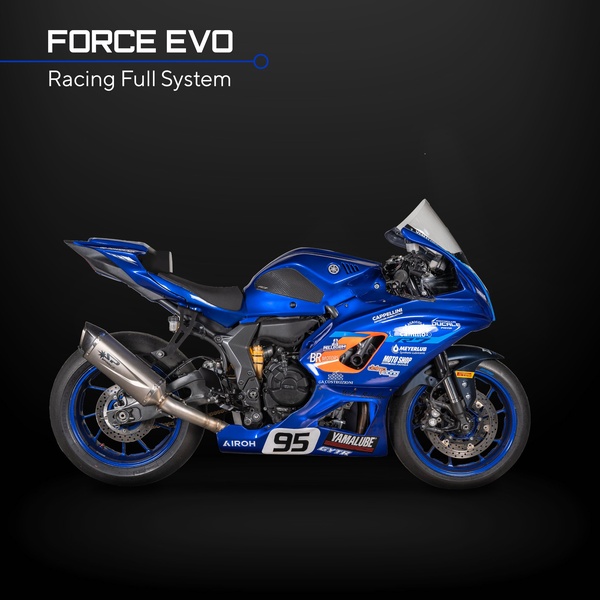 racing motorcycle, sport bike, motorcycle, track bike, racing motorbike, product demo, minimalist, energetic, bold, blue, black, neutral